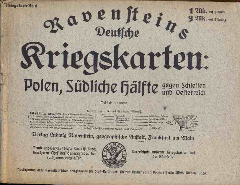 Ravenstein német haditérképei. Lengyelország, a déli fél Szilézia és Ausztria ellen. 8. számú haditérkép.