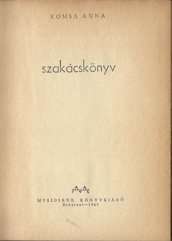 Komsa Anna: Szakácskönyv