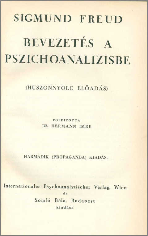 Bevezetés a pszichoanalízisbe