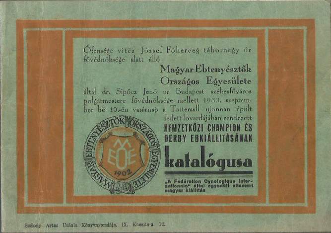 Ebkiállítás katalógusa 1933