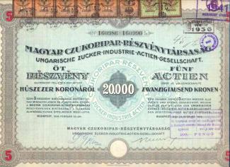 Magyar Czukoripar Részvény 1924