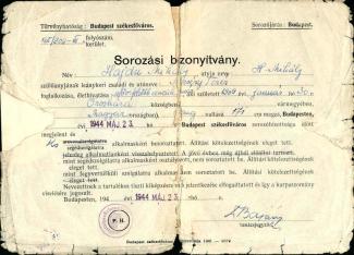 Sorozási bizonyítvány 1944- ből
